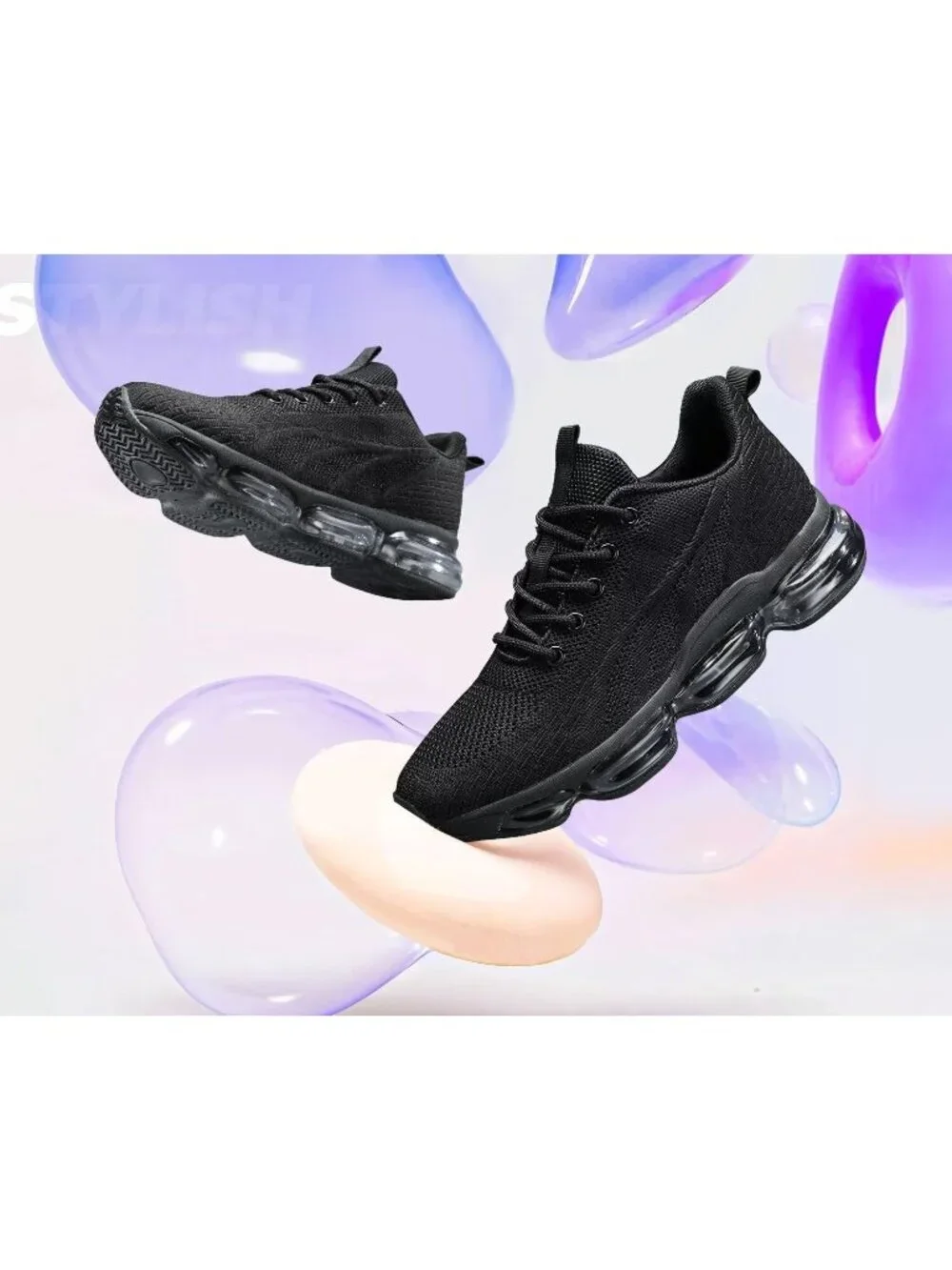 🆕Women's Dark Black Walking Running Shoes Air Cushion Breathable Sneakers